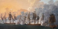 Tableau représentant un combat naval